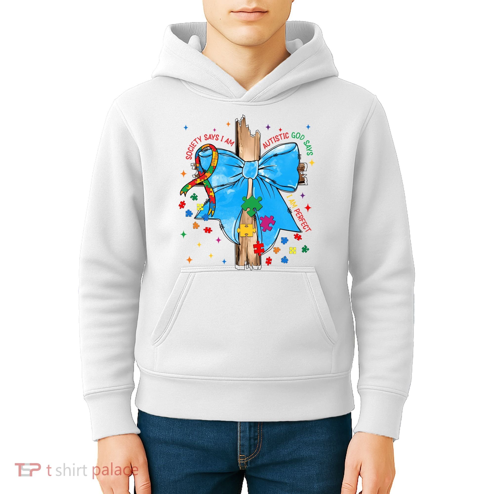 Autism Awareness Autistic God Save Faith  Kids Hoodie