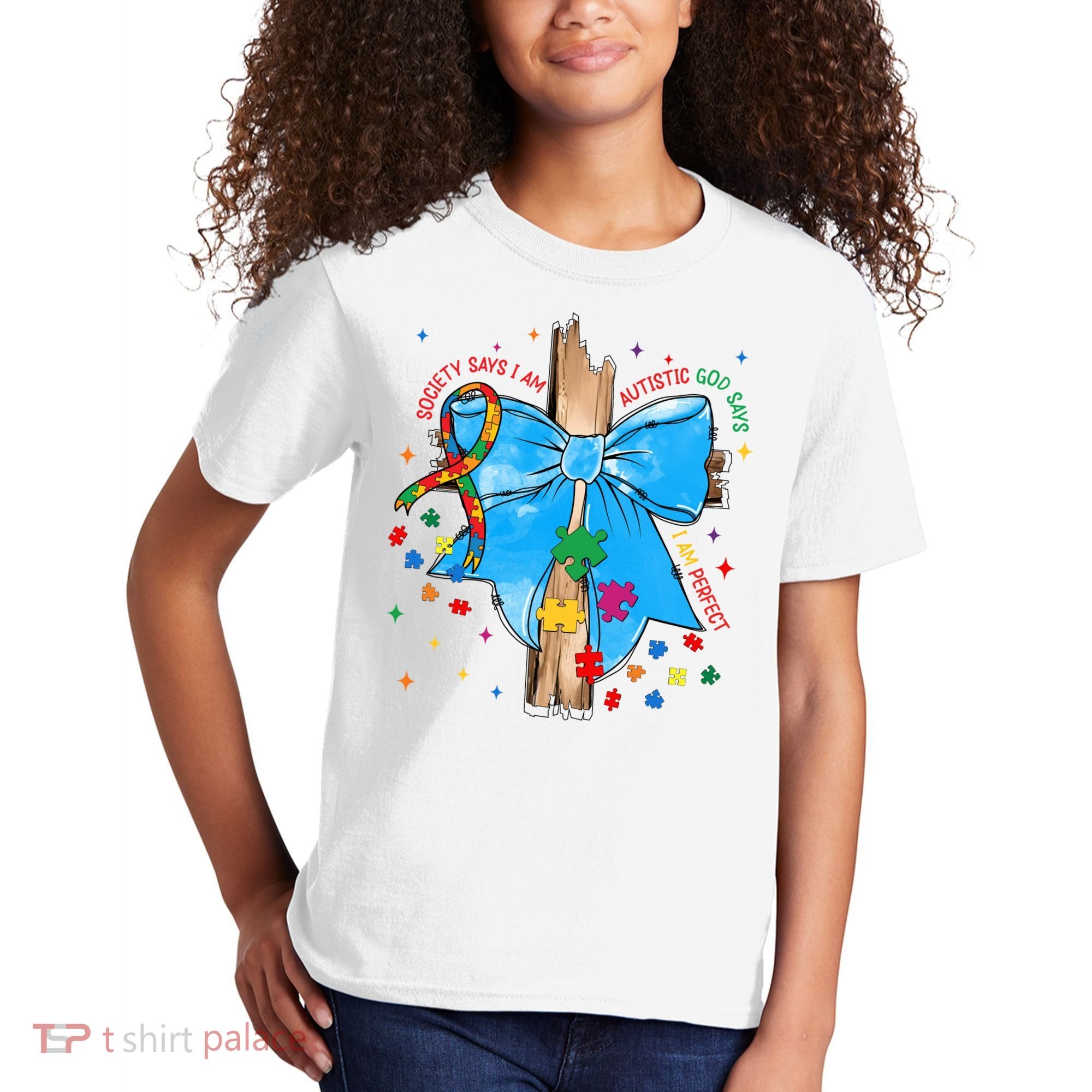 Autism Awareness Autistic God Save Faith  Kids T-Shirt