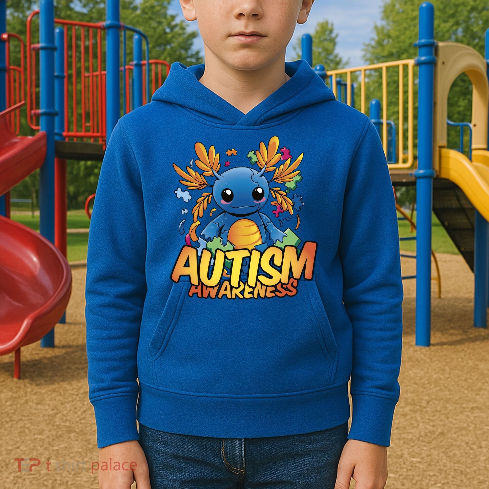 Axolotl Autism Awareness Kids Hoodie
