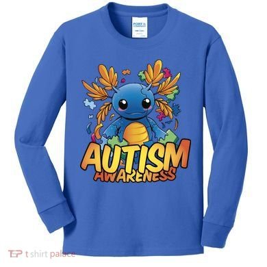 Axolotl Autism Awareness Kids Long Sleeve Shirt
