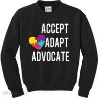 Autism Awareness Accept Adapt Advocate Autism Gift Kids Sweatshirt thumb 0