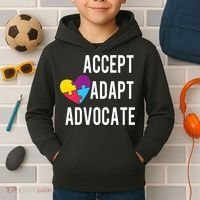 Autism Awareness Accept Adapt Advocate Autism Gift Kids Hoodie thumb 2