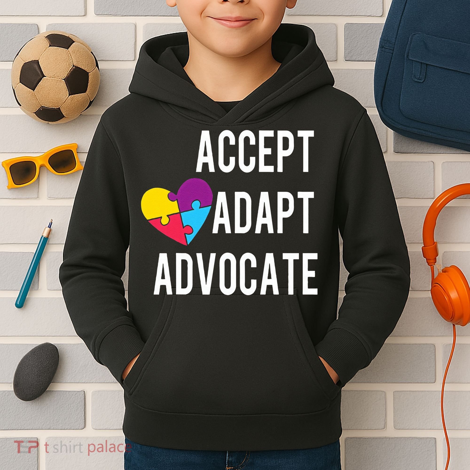 Autism Awareness Accept Adapt Advocate Autism Gift Kids Hoodie