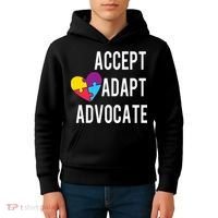 Autism Awareness Accept Adapt Advocate Autism Gift Kids Hoodie thumb 4