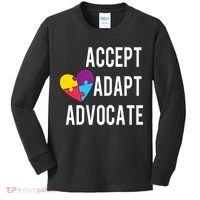 Autism Awareness Accept Adapt Advocate Autism Gift Kids Long Sleeve Shirt thumb 0