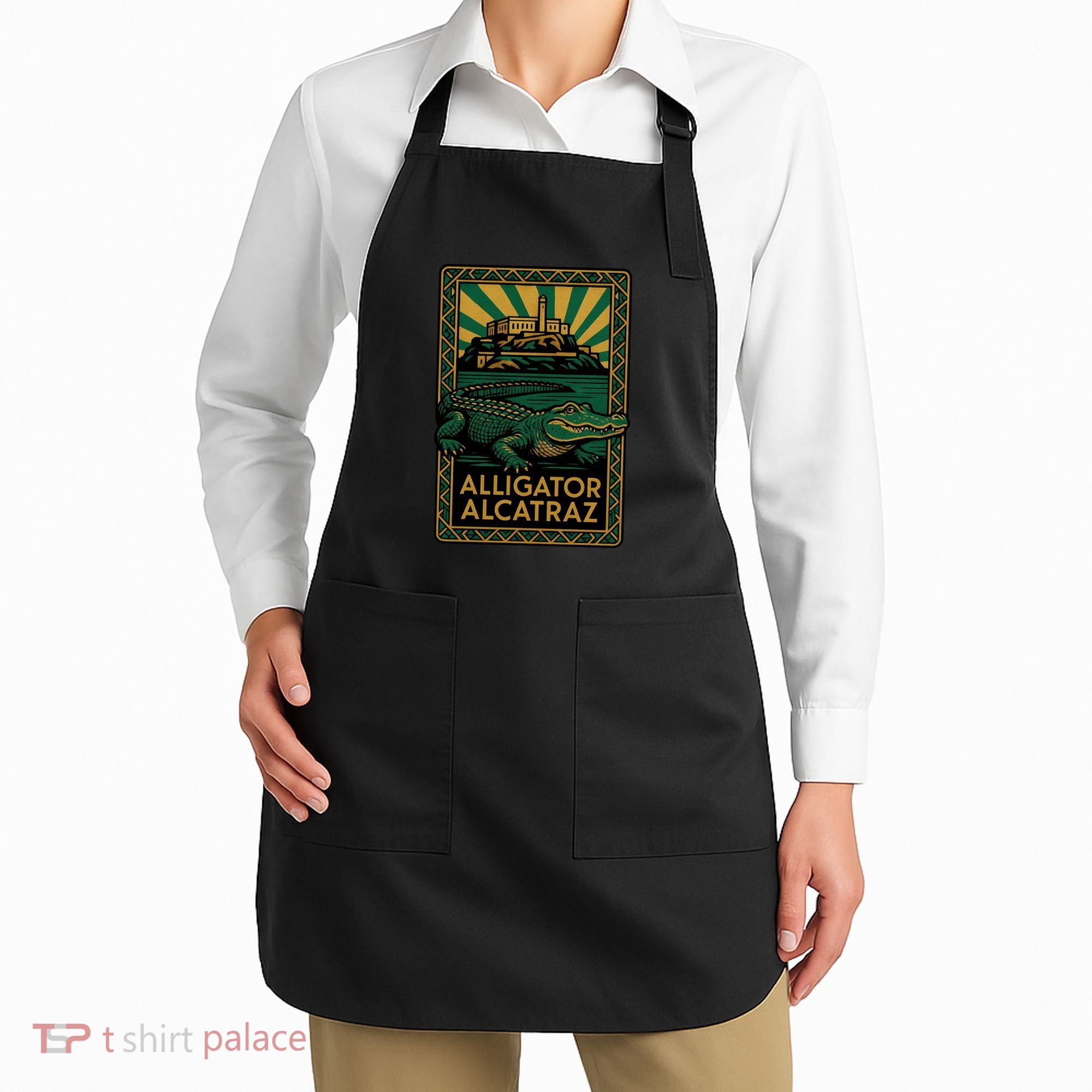 Alligator Alcatraz Art Deco Apron