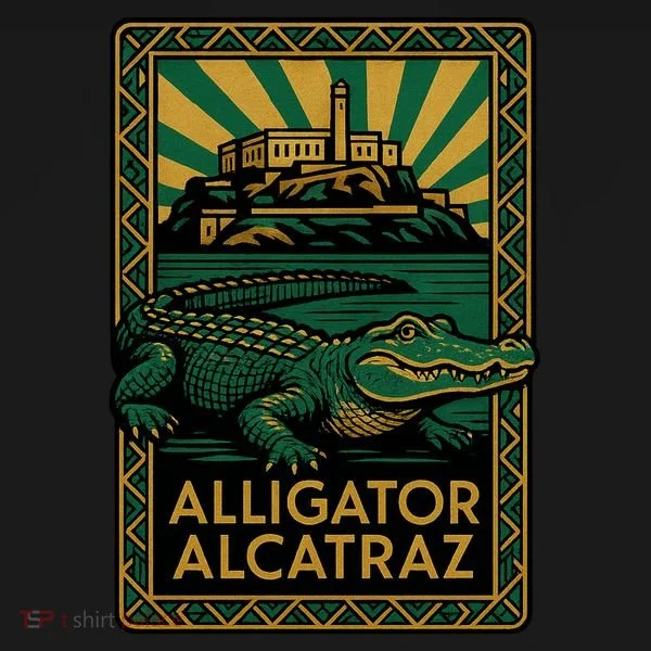 Alligator Alcatraz Art Deco Bucket Hat