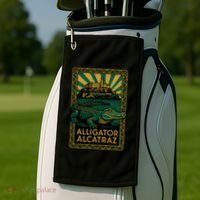 Alligator Alcatraz Art Deco Golf Towel thumb 2