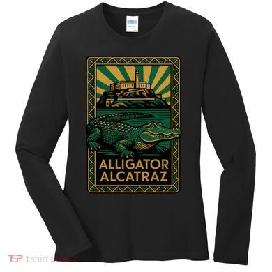 Alligator Alcatraz Art Deco Women's Long Sleeve Shirt
