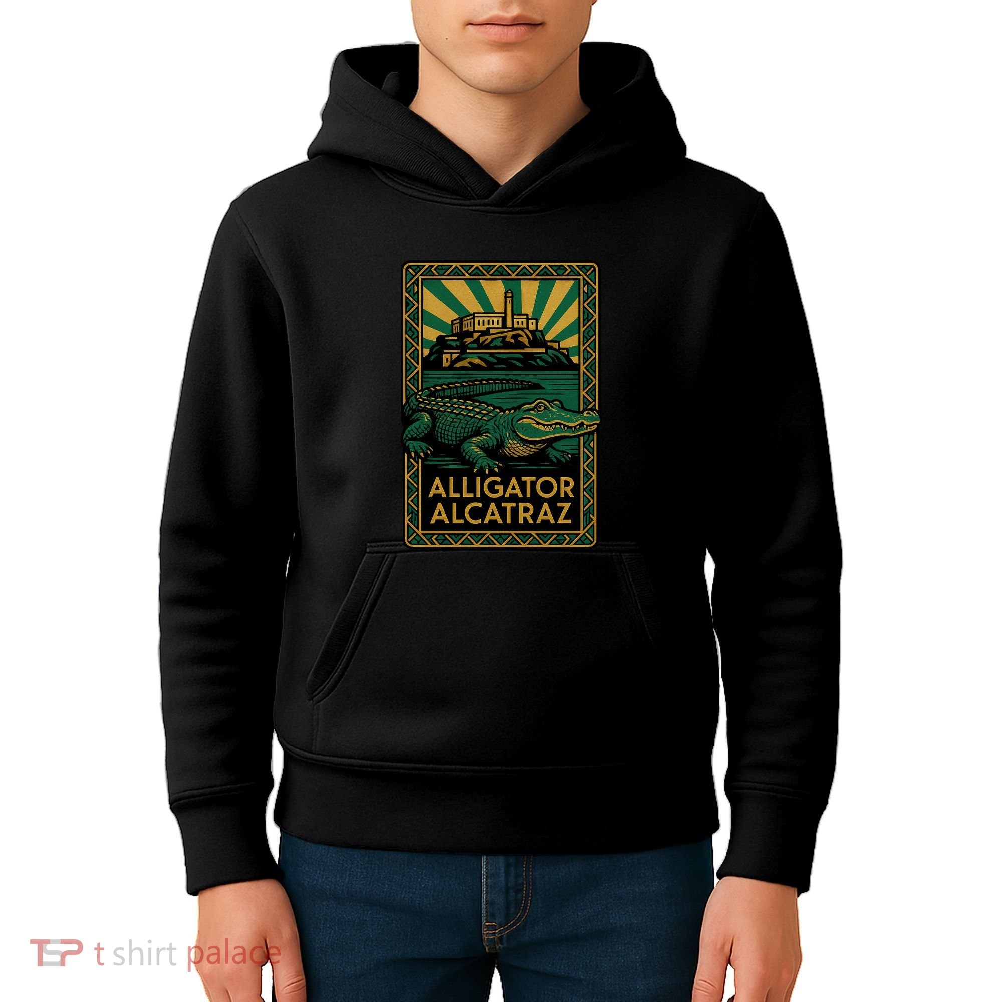 Alligator Alcatraz Art Deco Kids Hoodie
