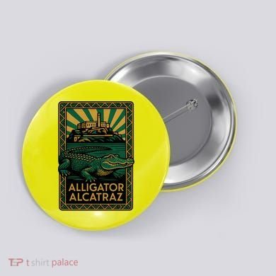 Alligator Alcatraz Art Deco Button