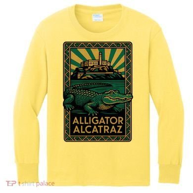 Alligator Alcatraz Art Deco Kids Long Sleeve Shirt