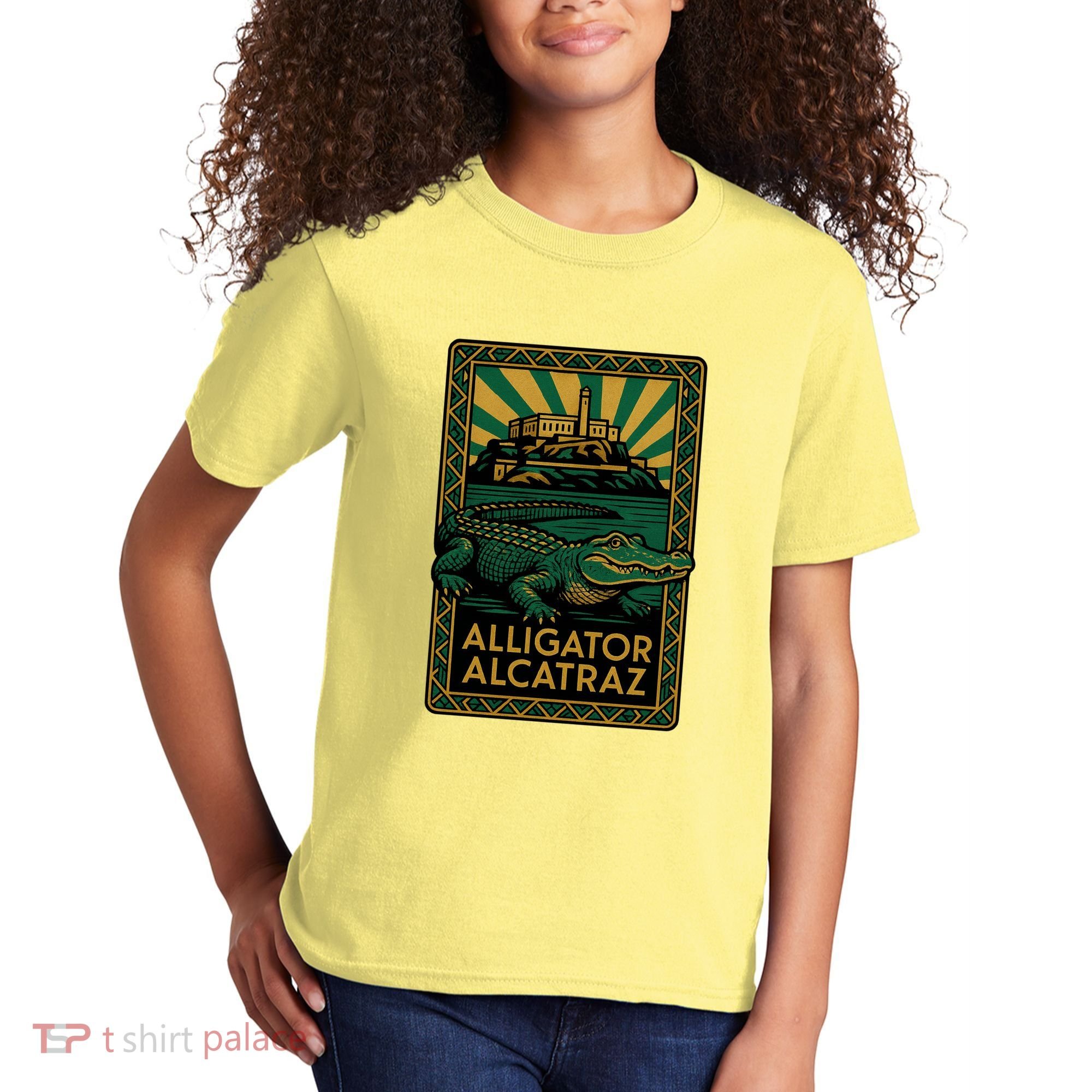 Alligator Alcatraz Art Deco Kids T-Shirt