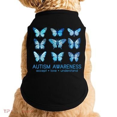 Autism Awareness Accept Love Understand Blue Butterflies Doggie Tank