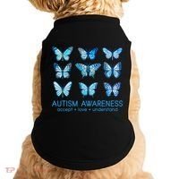 Autism Awareness Accept Love Understand Blue Butterflies Doggie Tank thumb 0