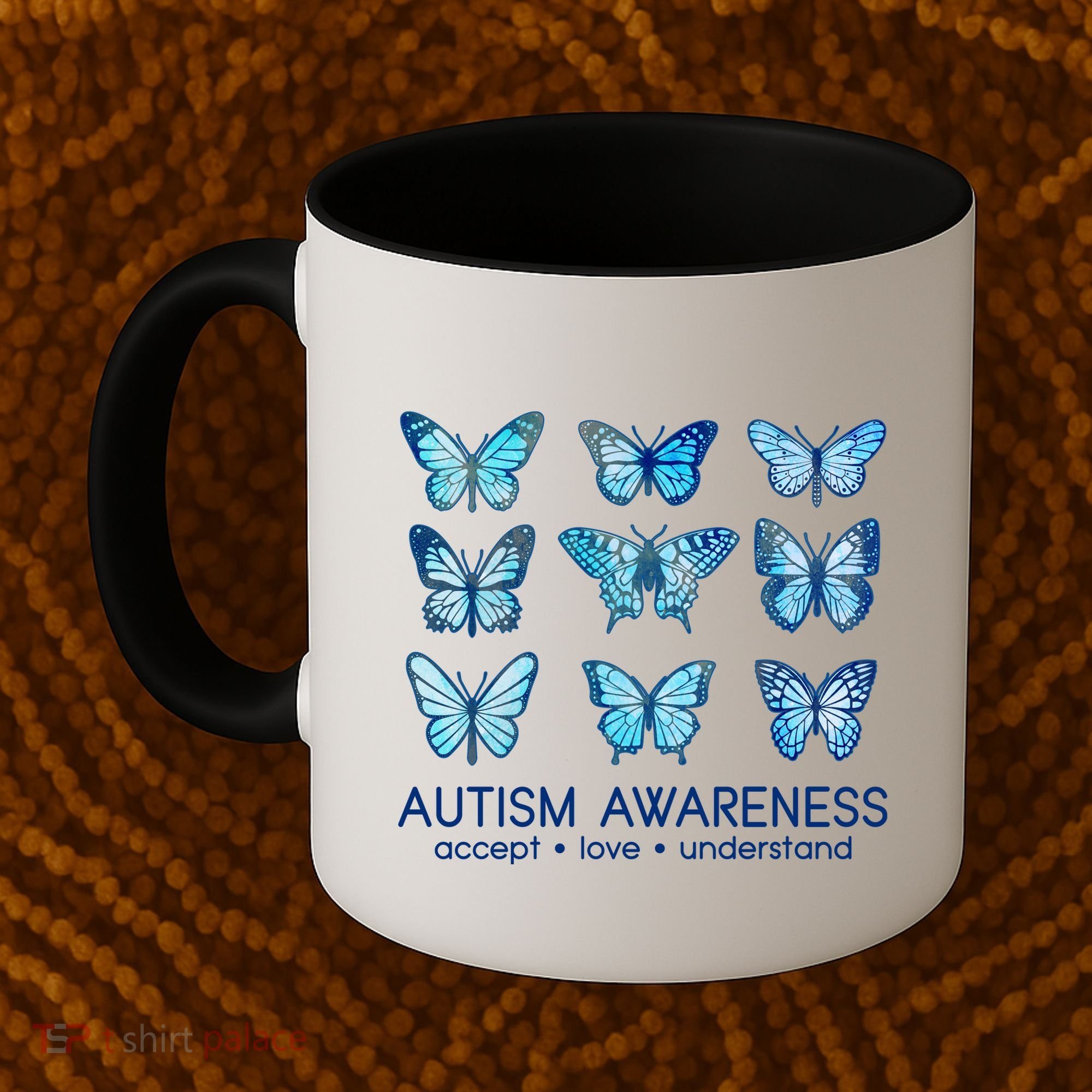 Autism Awareness Accept Love Understand Blue Butterflies Coffee Mug