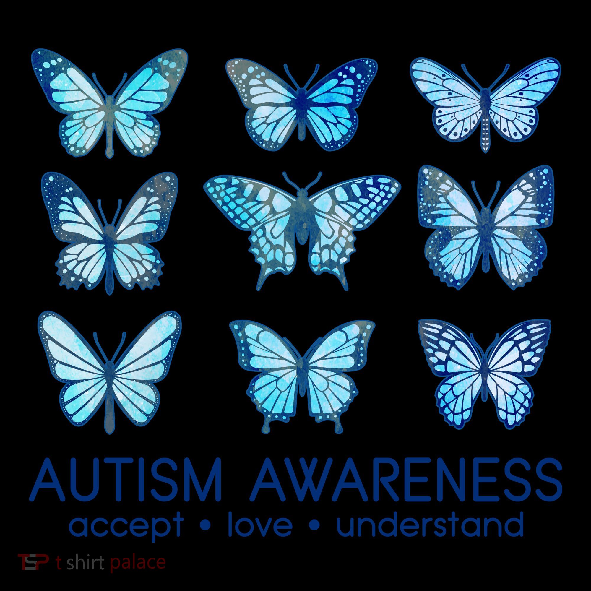 Autism Awareness Accept Love Understand Blue Butterflies Coffee Mug