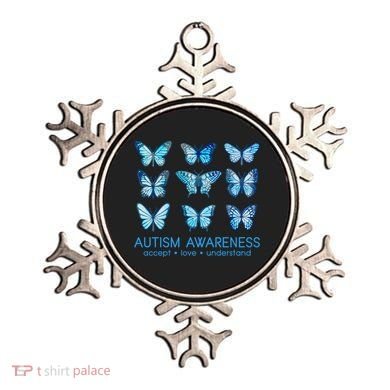 Autism Awareness Accept Love Understand Blue Butterflies Ornament