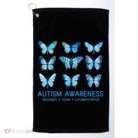Autism Awareness Accept Love Understand Blue Butterflies Golf Towel thumb 0