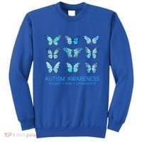Autism Awareness Accept Love Understand Blue Butterflies Sweatshirt thumb 0