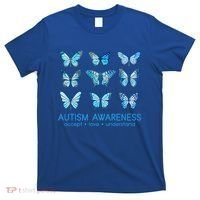 Autism Awareness Accept Love Understand Blue Butterflies T-Shirt thumb 0