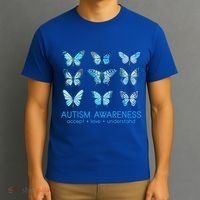 Autism Awareness Accept Love Understand Blue Butterflies T-Shirt thumb 3