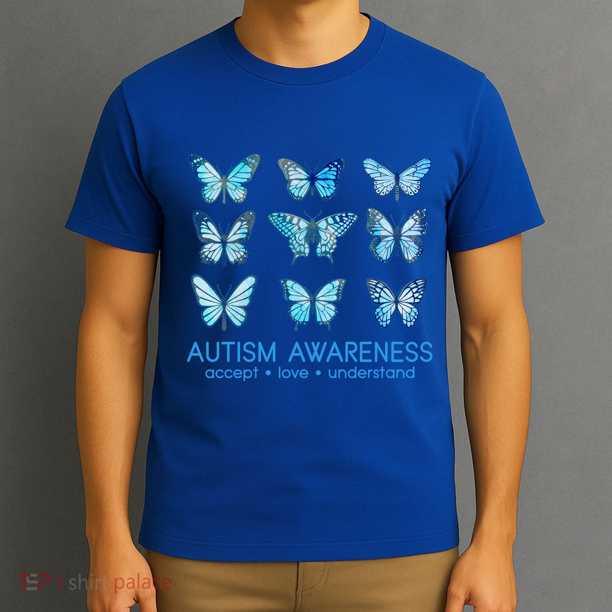 Autism Awareness Accept Love Understand Blue Butterflies T-Shirt