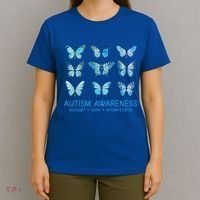 Autism Awareness Accept Love Understand Blue Butterflies T-Shirt thumb 4