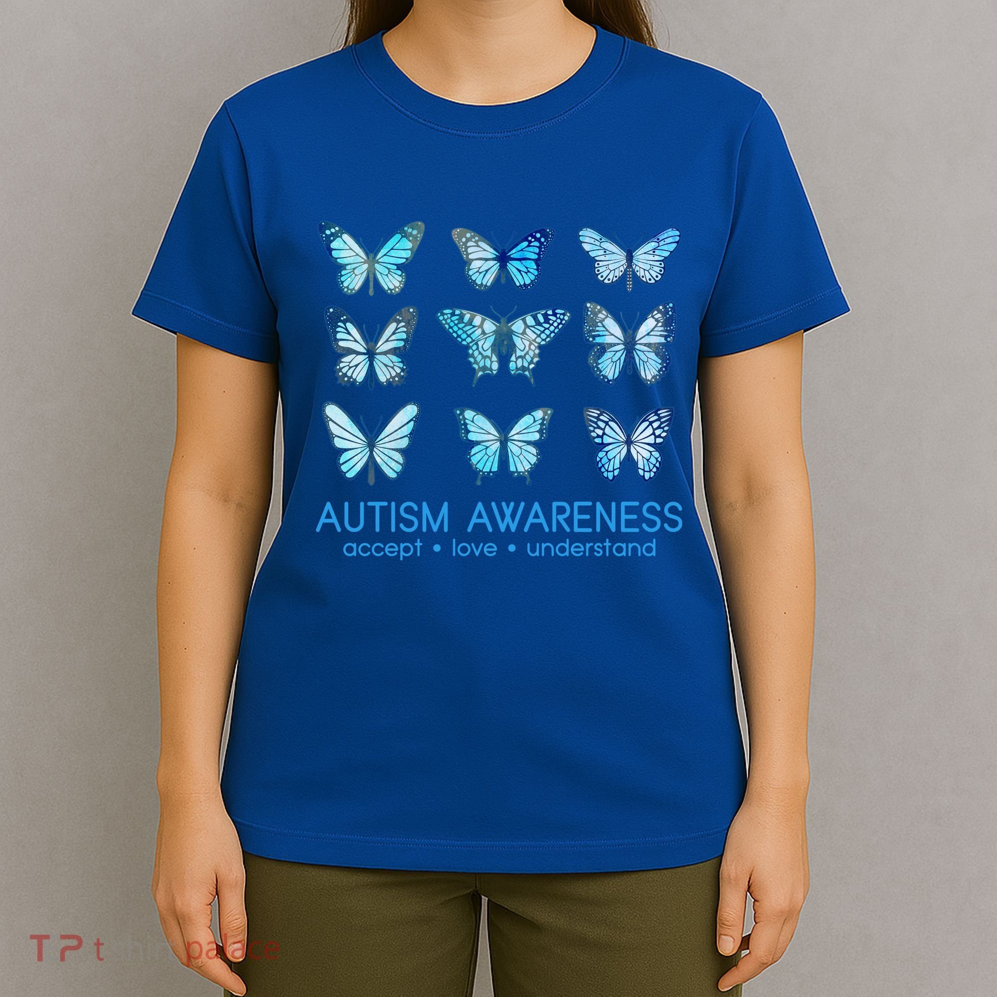 Autism Awareness Accept Love Understand Blue Butterflies T-Shirt