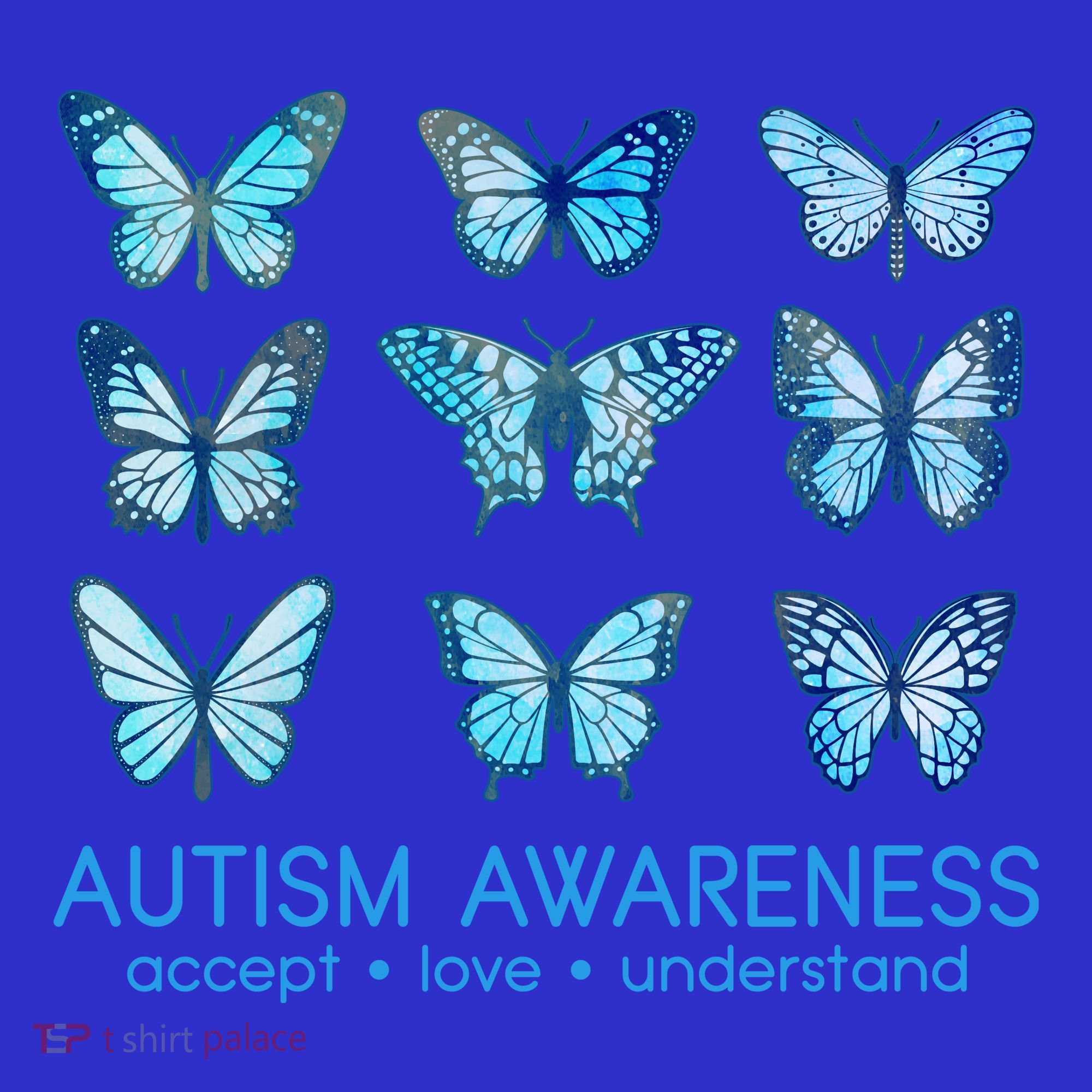 Autism Awareness Accept Love Understand Blue Butterflies Mousepad