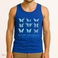 Autism Awareness Accept Love Understand Blue Butterflies Tank Top thumb 3