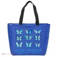Autism Awareness Accept Love Understand Blue Butterflies Tote Bag thumb 0