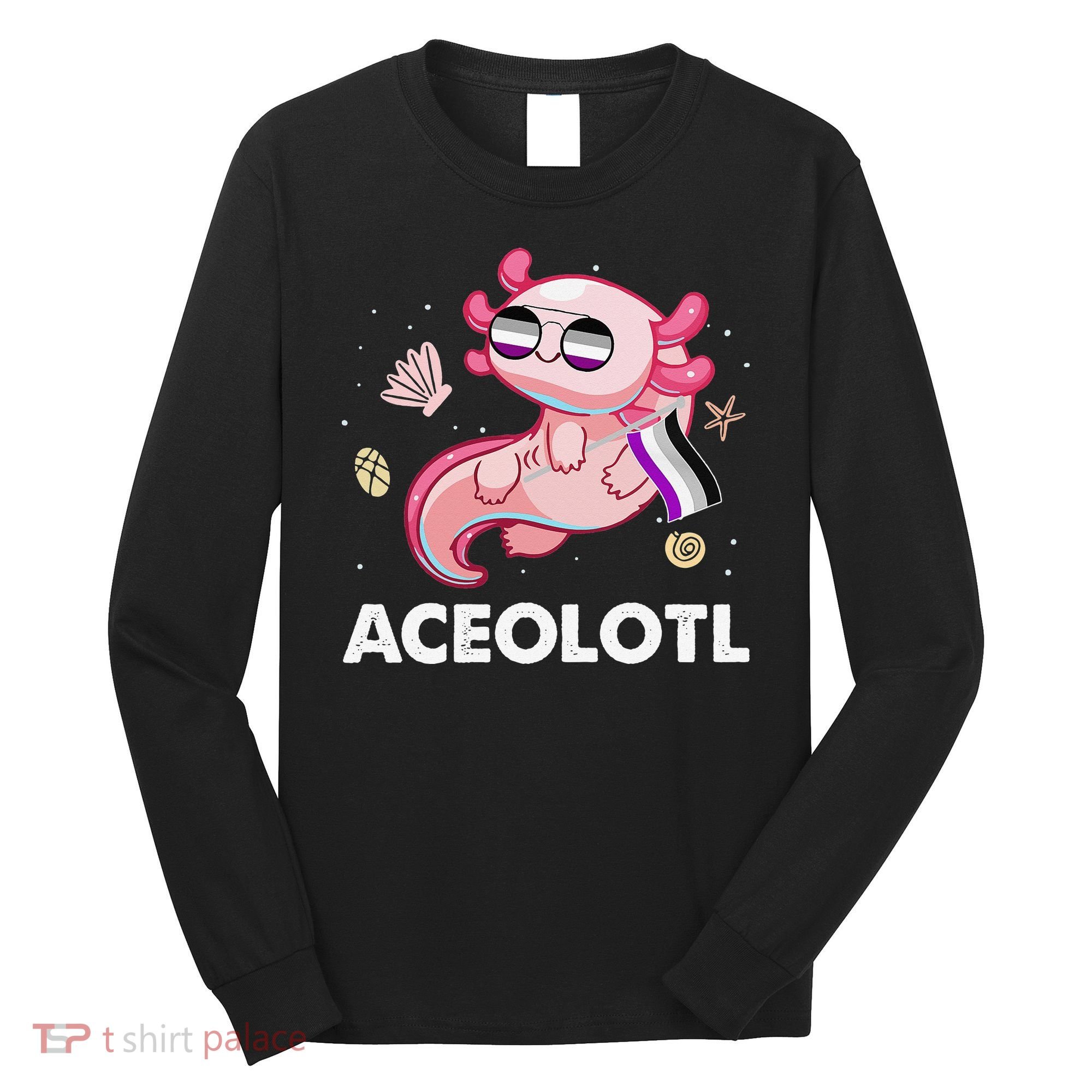 Ace Axolotl Asexual Pride Flag Mexican Salamander LGBTQ Long Sleeve Shirt