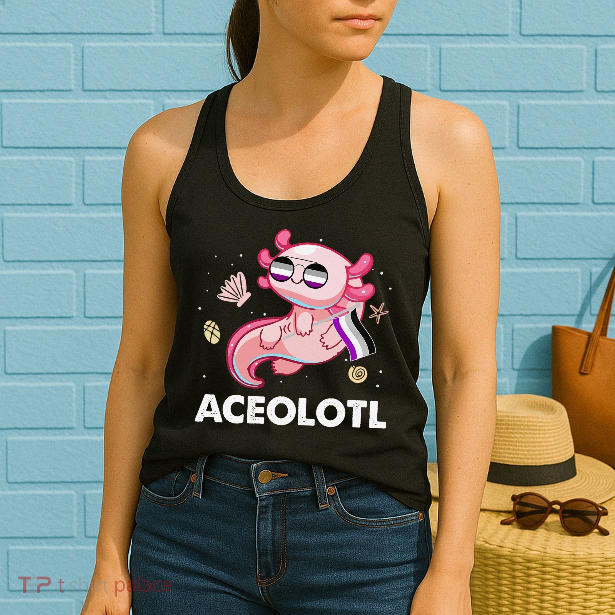 Ace Axolotl Asexual Pride Flag Mexican Salamander LGBTQ Women's Tank Top