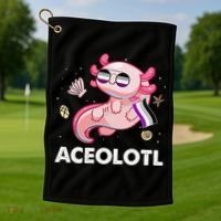 Ace Axolotl Asexual Pride Flag Mexican Salamander LGBTQ Golf Towel thumb 1