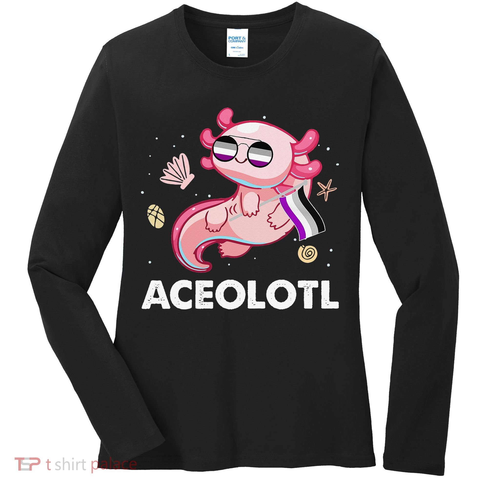 Ace Axolotl Asexual Pride Flag Mexican Salamander LGBTQ Women's Long Sleeve Shirt