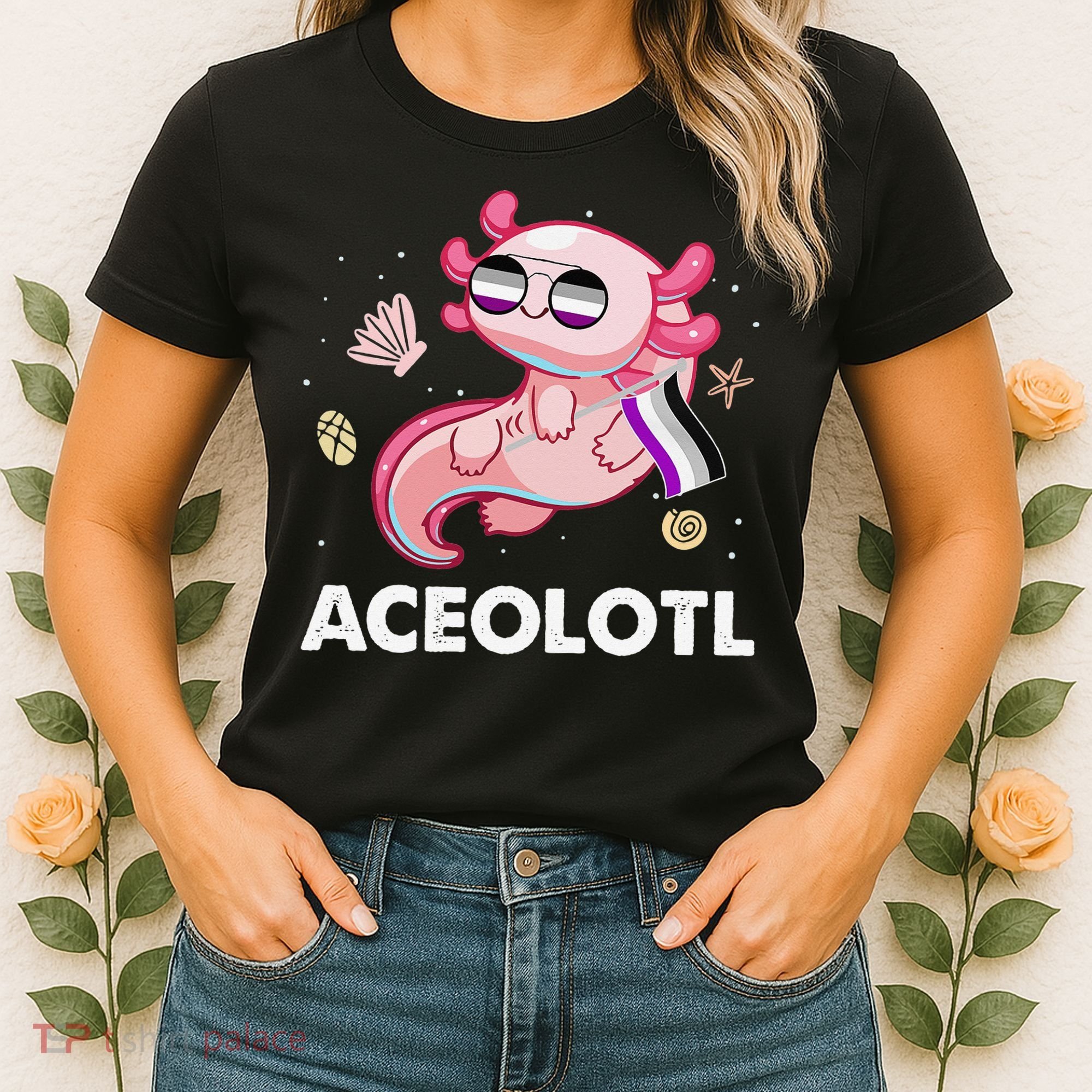 Ace Axolotl Asexual Pride Flag Mexican Salamander LGBTQ Women's T-Shirt