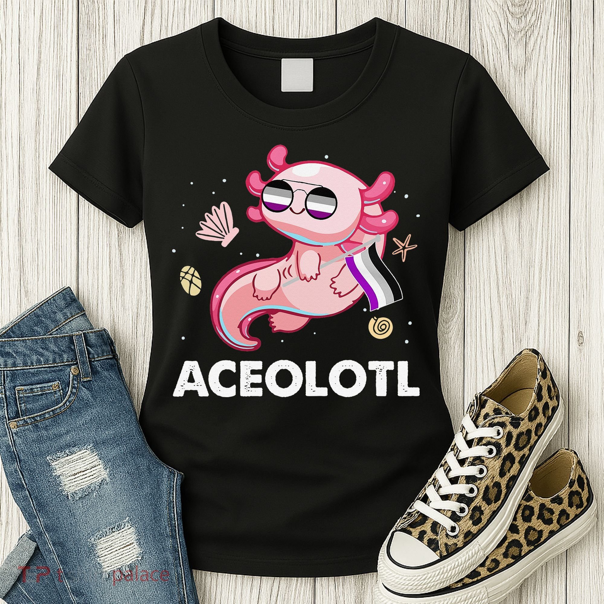 Ace Axolotl Asexual Pride Flag Mexican Salamander LGBTQ Women's T-Shirt