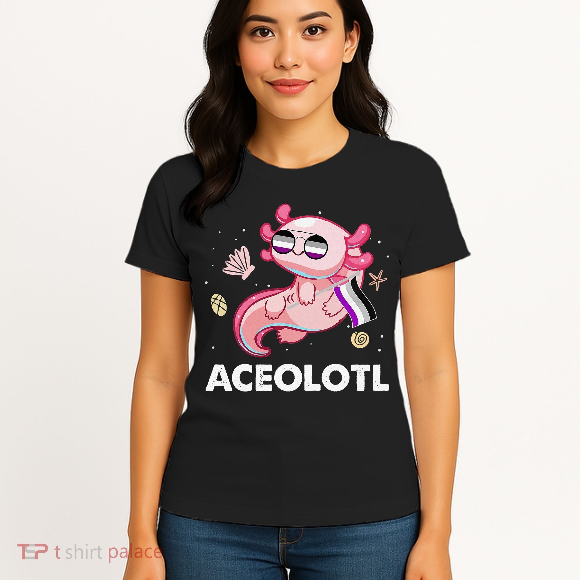 Ace Axolotl Asexual Pride Flag Mexican Salamander LGBTQ Women's T-Shirt