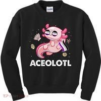 Ace Axolotl Asexual Pride Flag Mexican Salamander LGBTQ Kids Sweatshirt thumb 0