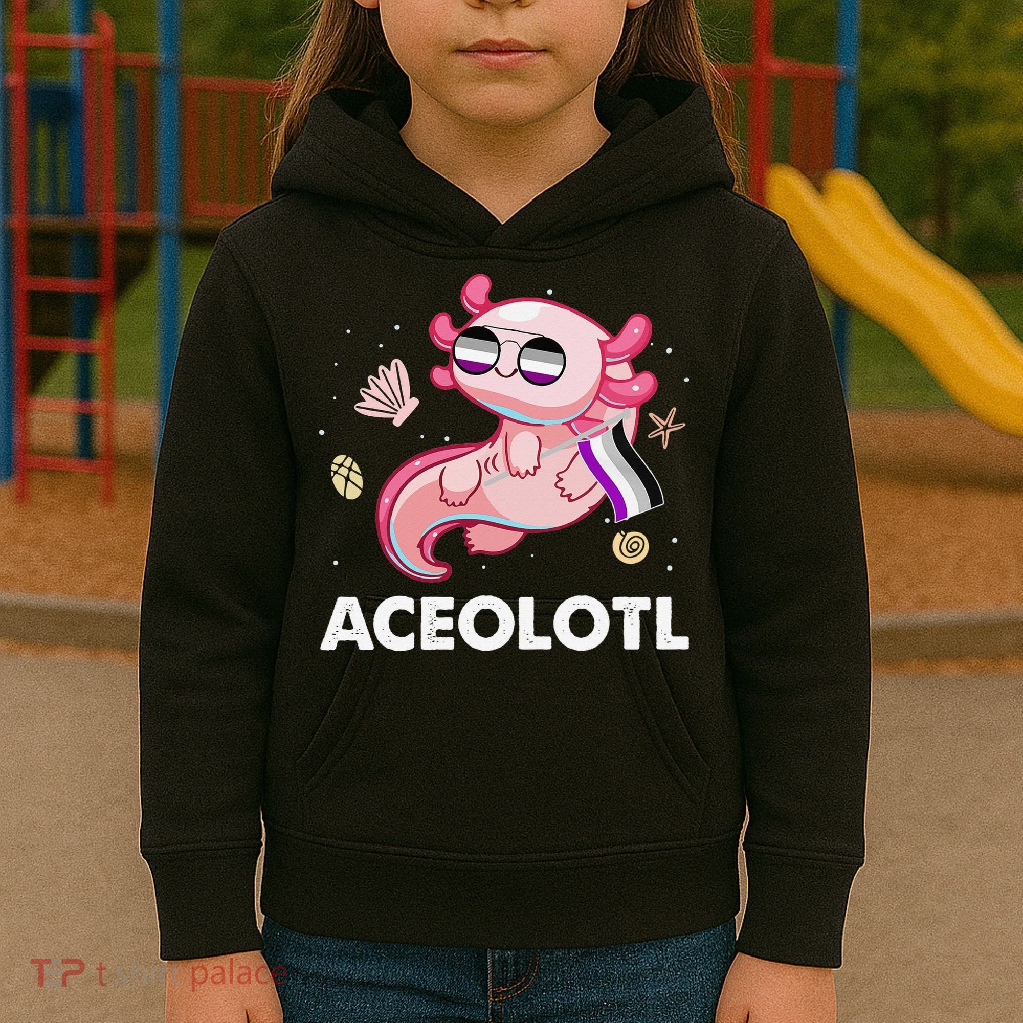 Ace Axolotl Asexual Pride Flag Mexican Salamander LGBTQ Kids Hoodie