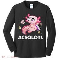 Ace Axolotl Asexual Pride Flag Mexican Salamander LGBTQ Kids Long Sleeve Shirt thumb 0