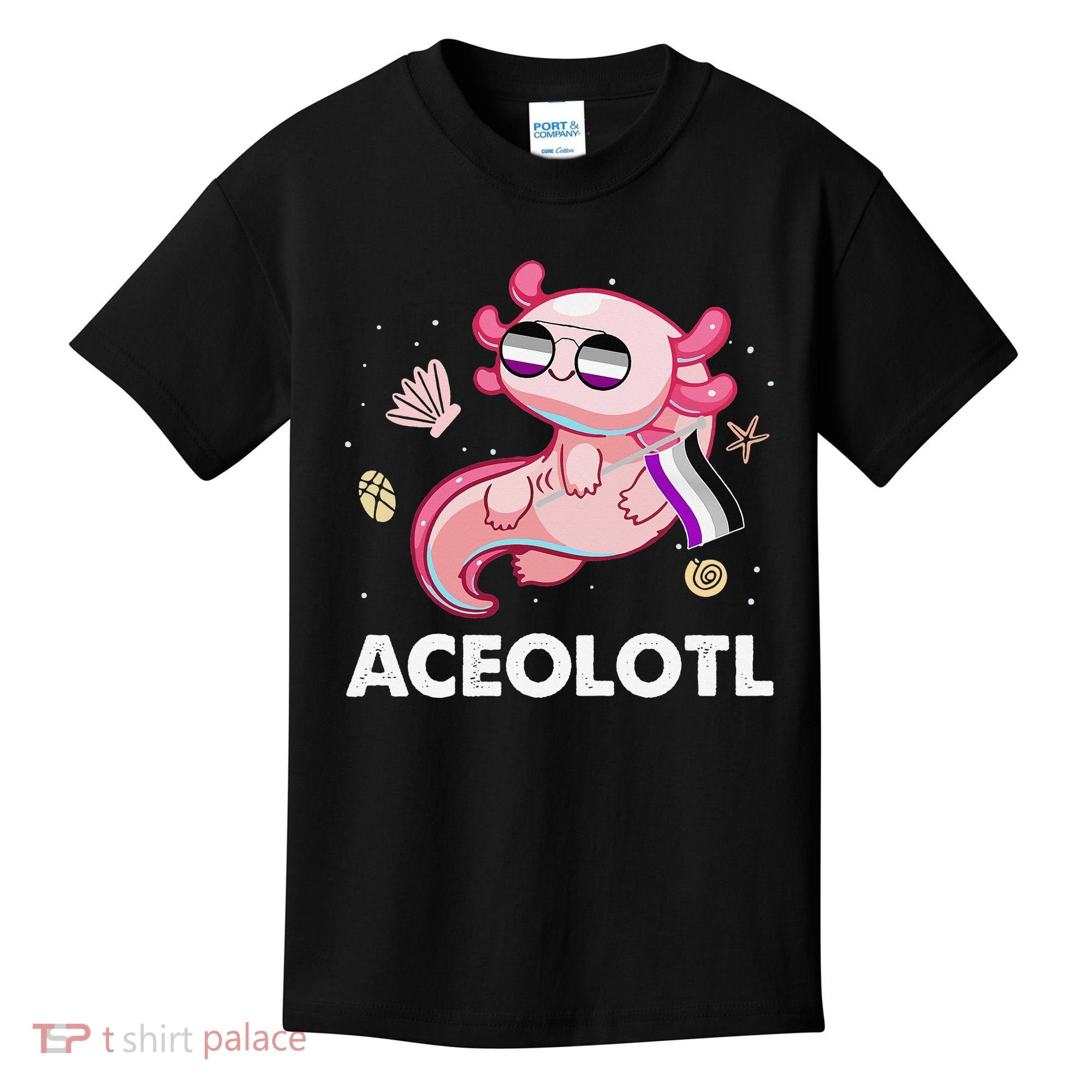 Ace Axolotl Asexual Pride Flag Mexican Salamander LGBTQ Kids T-Shirt