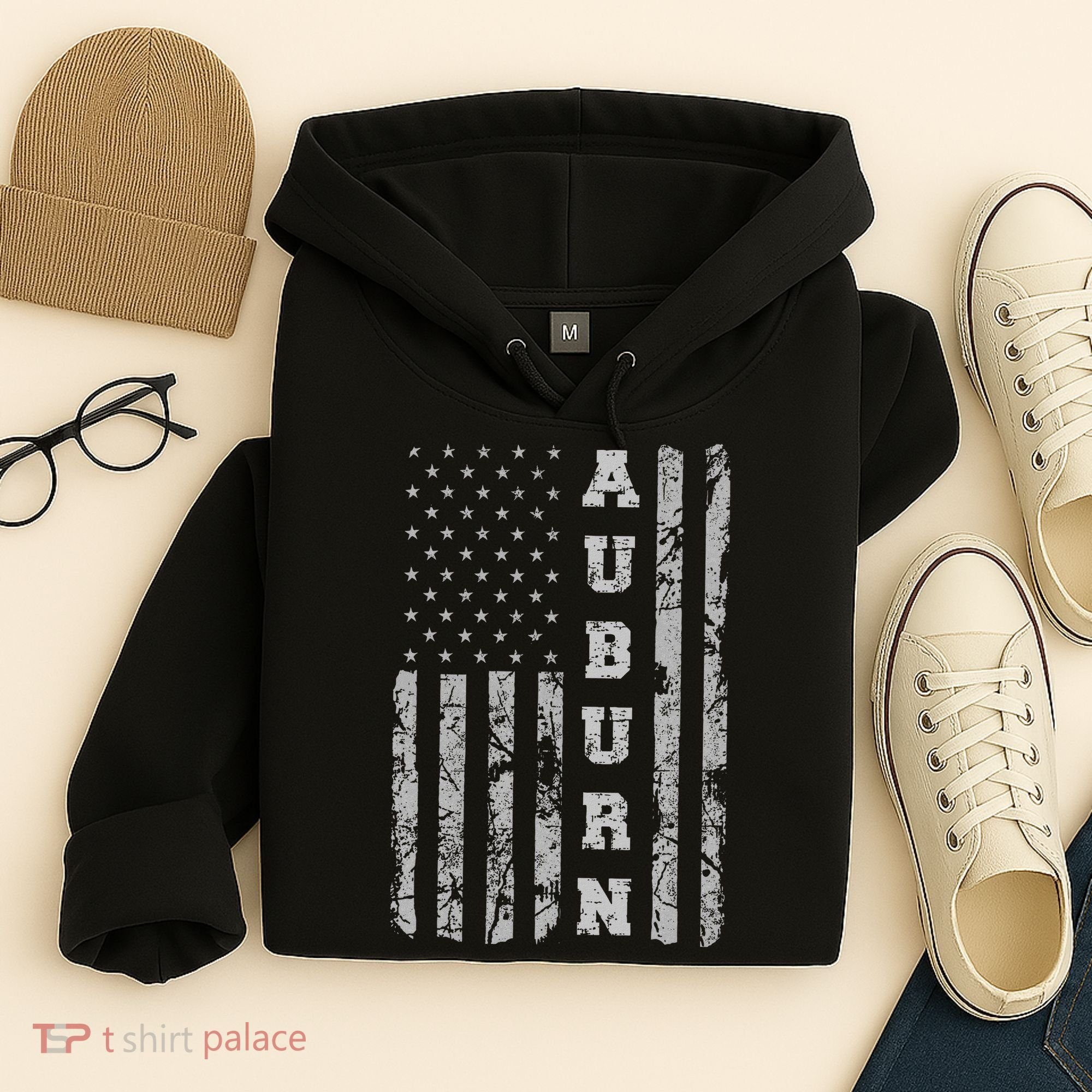 Auburn, Alabama, American Flag Hoodie