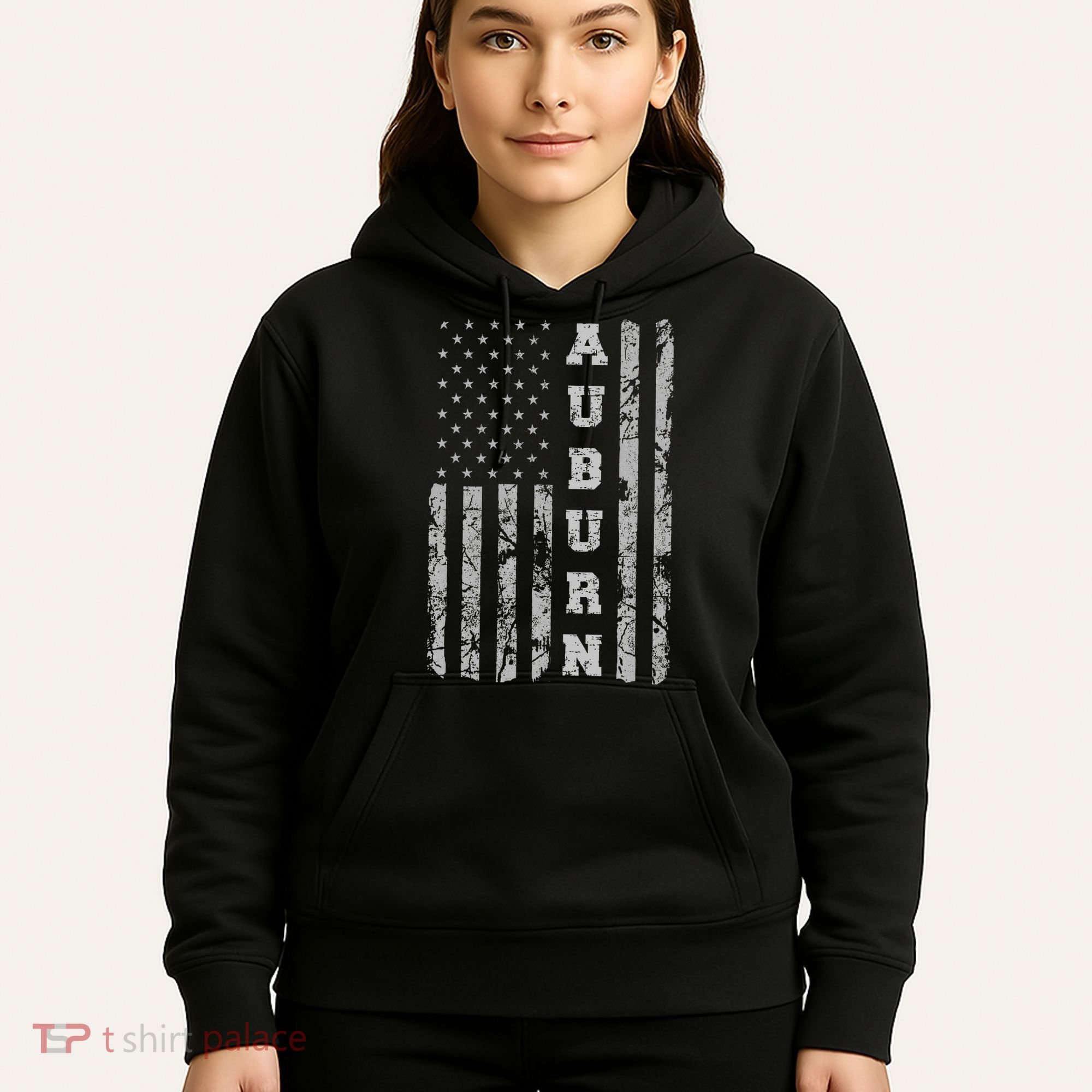 Auburn, Alabama, American Flag Hoodie