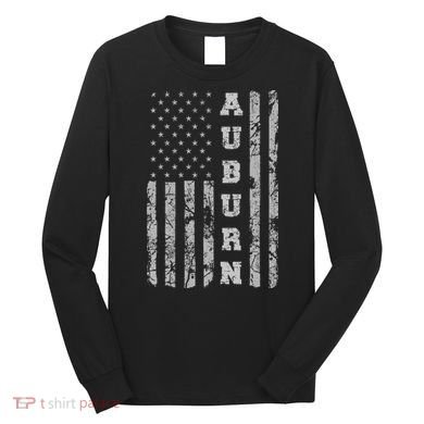 Auburn, Alabama, American Flag Long Sleeve Shirt