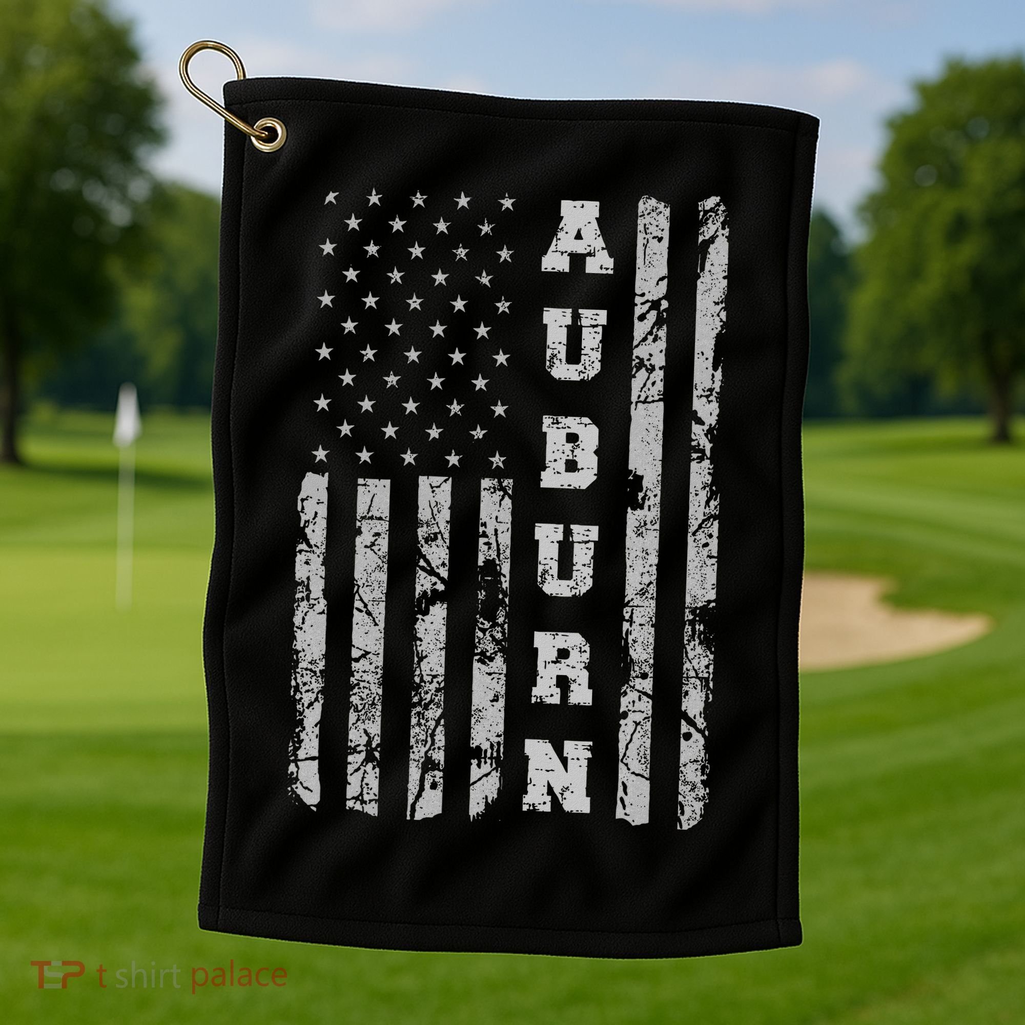 Auburn, Alabama, American Flag Golf Towel
