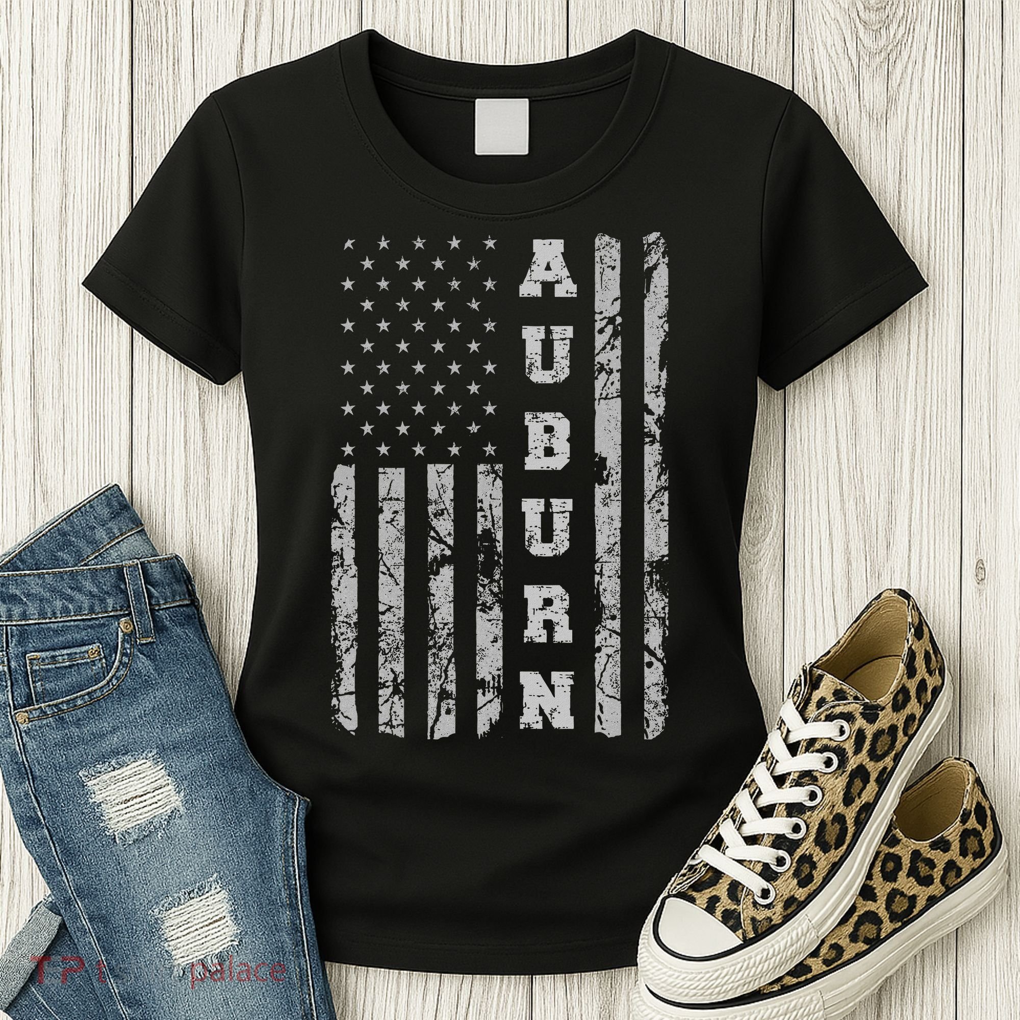 Auburn, Alabama, American Flag Women's T-Shirt