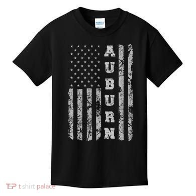 Auburn, Alabama, American Flag Kids T-Shirt
