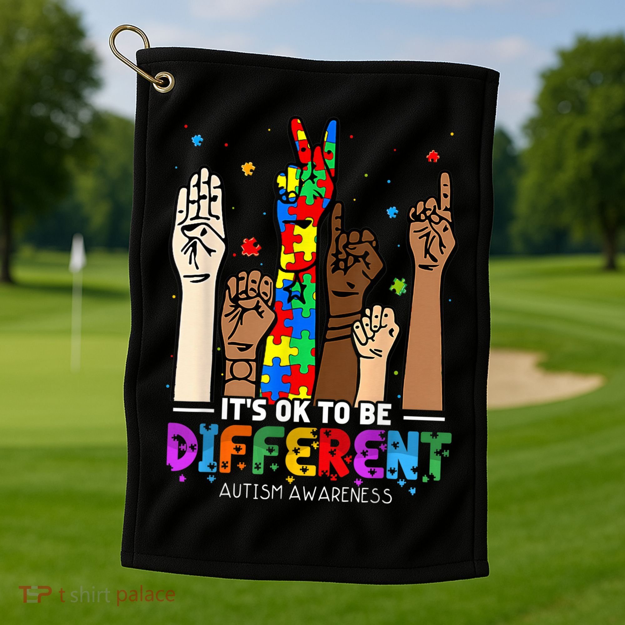 Autism Awareness Acceptance Wo Kid Its Ok To Be Different Golf Towel